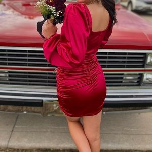 Red tight party dress